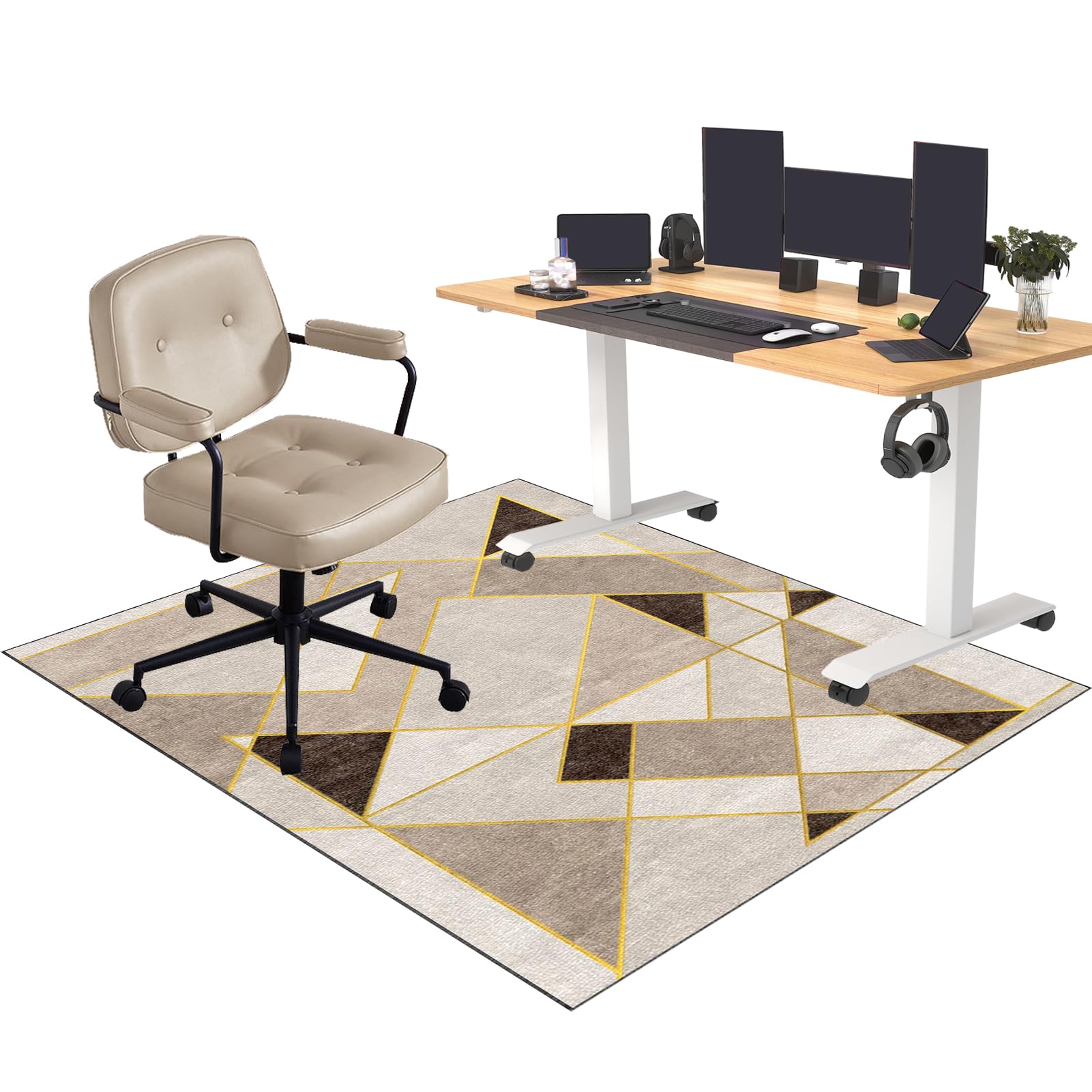 CCTSA 120 x 140 cm Office Chair Mat for Carpeted and Hardwood Floor, Gaming Chair Mat, Carpet Protector Chair Mat Non-Slip, Multi-Purpose Computer Desk Chair Mat Large, Floor Protector Mat for Carpet