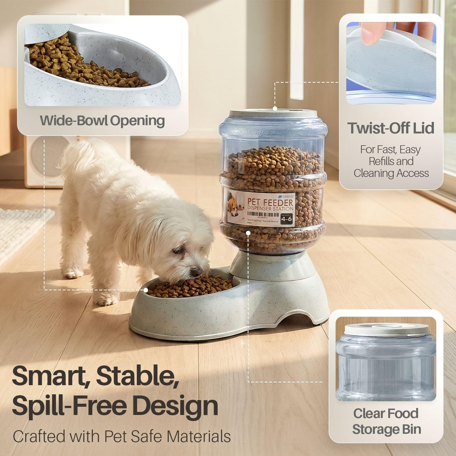 Flexzion Gravity Distributeur de Nourriture pour Animaux domestiques (Petit) pour Chiens et Chats - Distributeur Automatique de Nourriture sèche - Bol de Stockage de Nourriture sèche - Fournitures