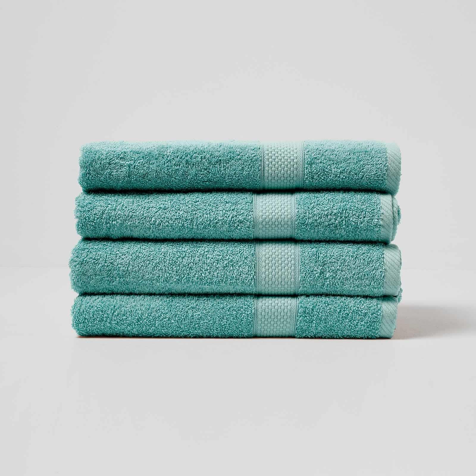 HOMESCAPES Sea Green Turkish Cotton Set of 4 Bath Towels Super Soft Thick & Absorbent 500 GSM Towel Heavy Weight for everyday Luxury
