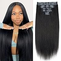 Vista 82 de Extensiones de cabello con clip de 12 pulgadas, rizado birmano, negro natural, extensiones de cabello con clip rizado birmano, cabello humano real