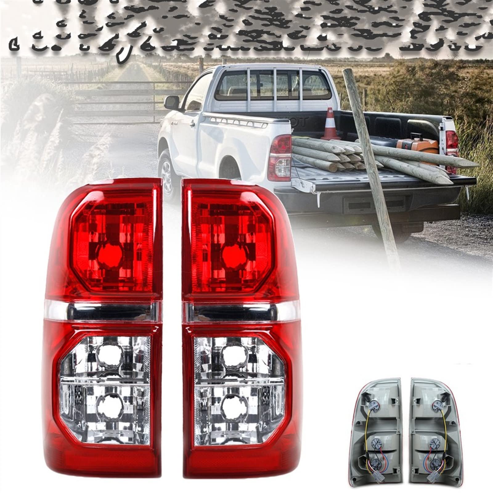 Auto Fanale Posteriore Luci Di Arresto Lampada Parcheggio Con Cablaggio Senza Lampadine Per Toyota Per Hilux 2005-2015(Right)