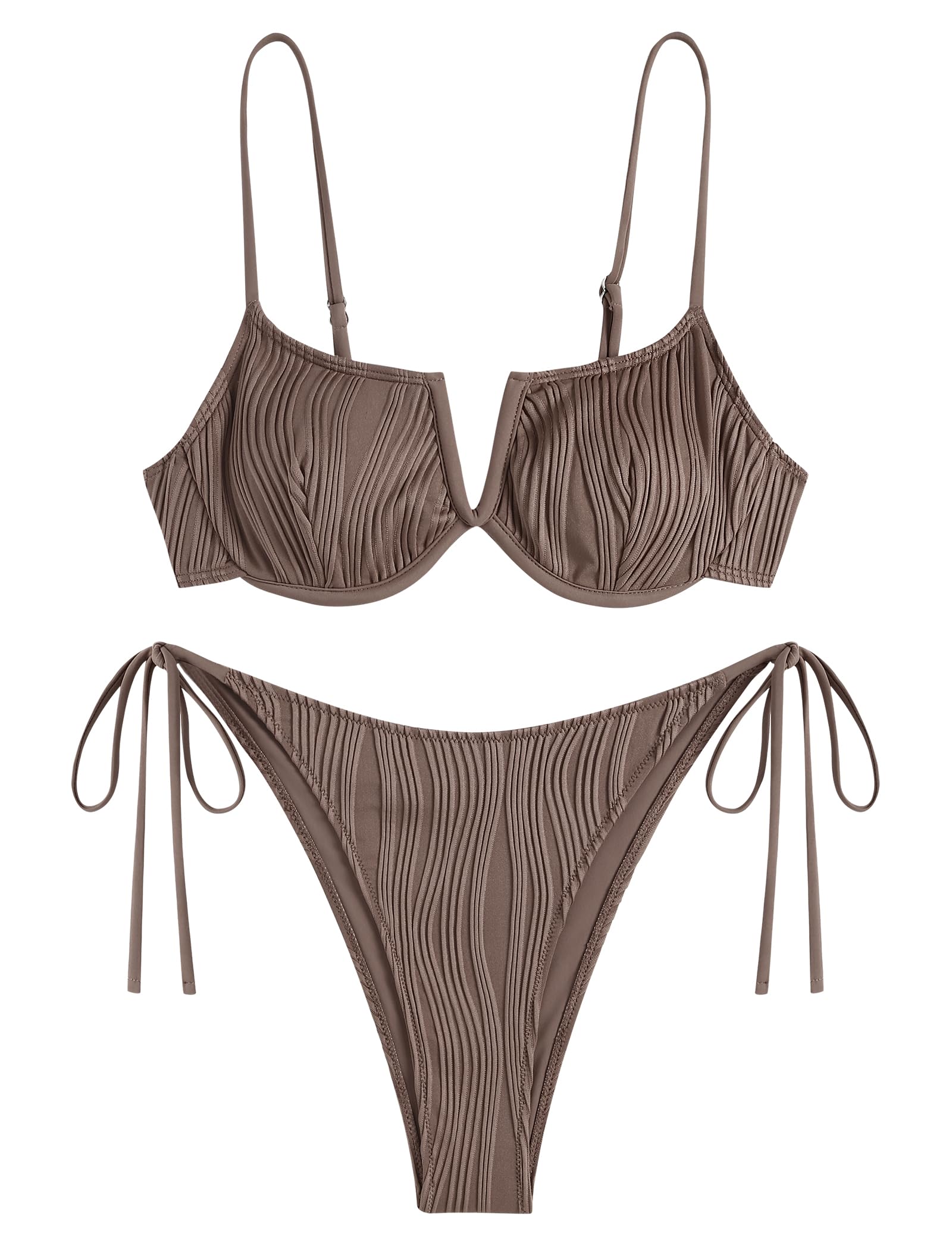 Women's Underwire Bikini Floral High Cut Bikini Set V-Wired Two Piece Swimsuit Bathing Suit