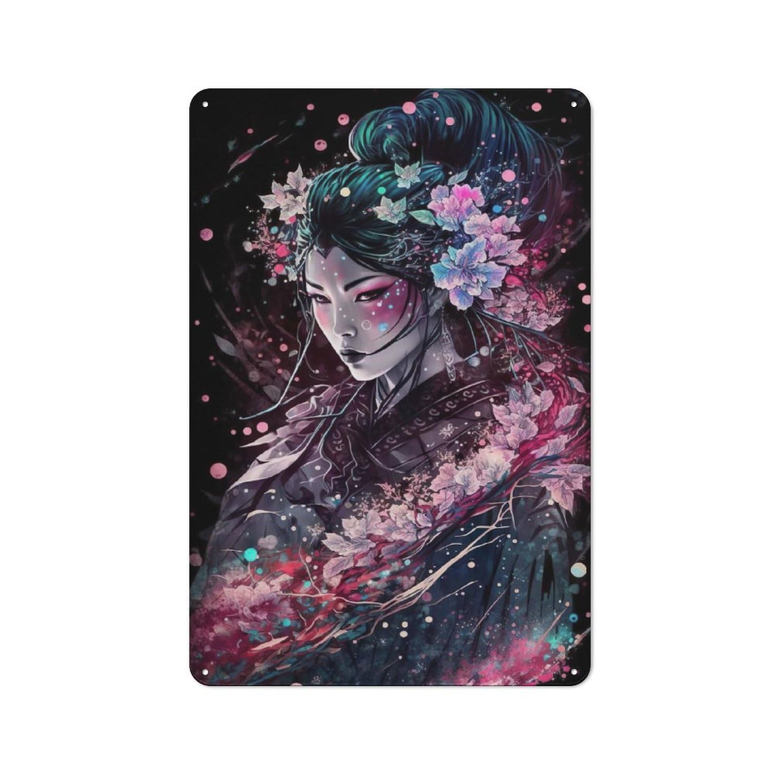 Junmoney Elegance Of Geisha Metal Wall Sign 30X20cm Featuring For Bar Or Restaurant, For Restaurant Interior Fans