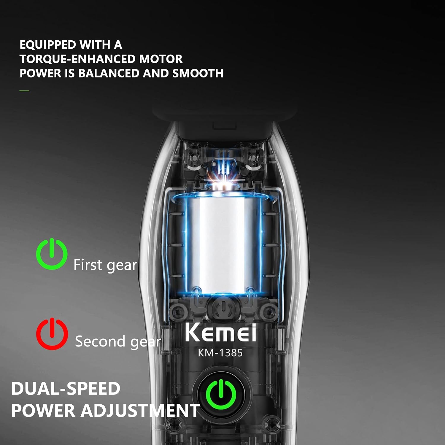 KEMEI 1385 Professional Zero Gapped T-Blade Cordless Hair Trimmer for Men | Hair Edger Beard Trimmer Kit LED Display, Detailing, Lining, Stay-Cool Blade, 7000 RPM, Charging Dock, for Barbershop
