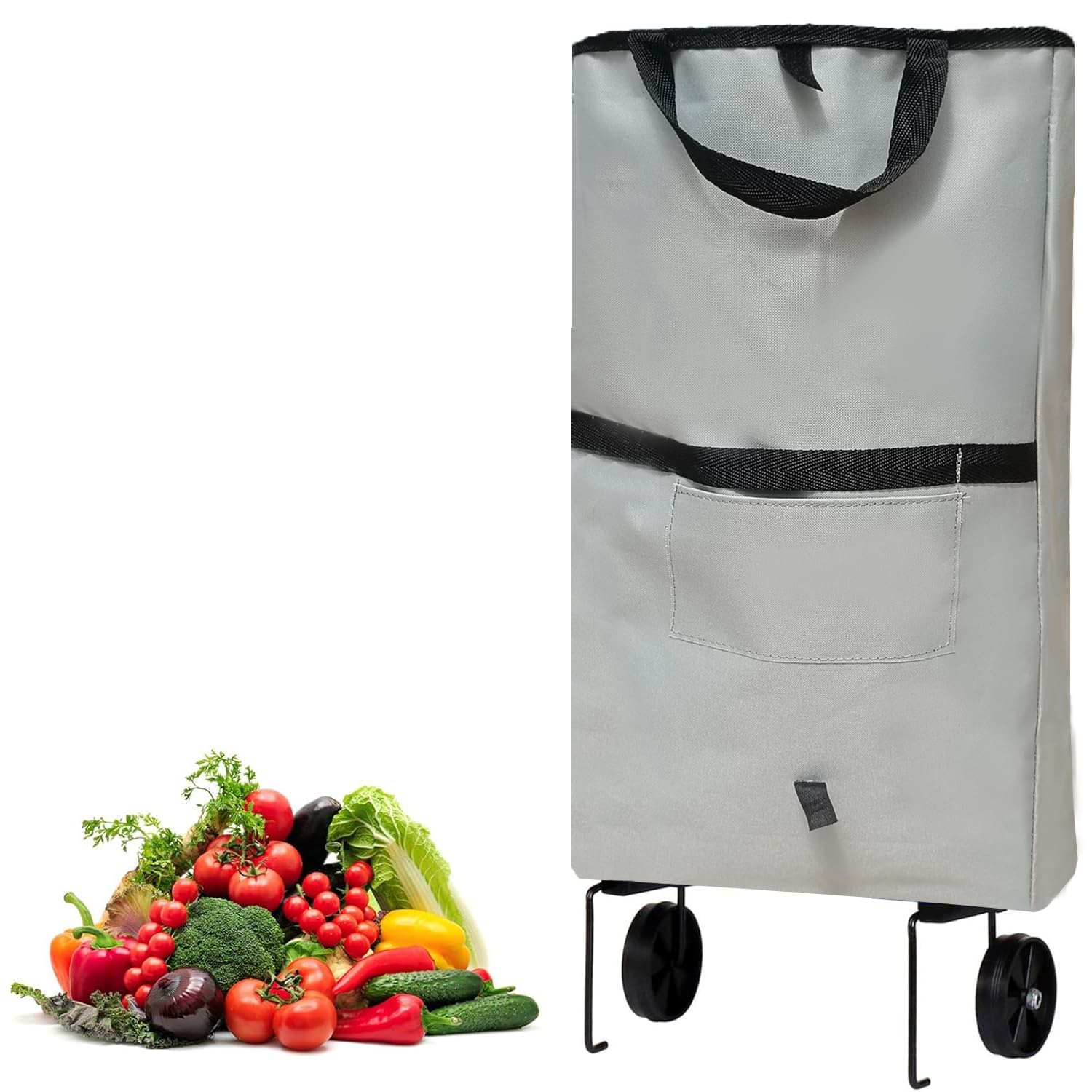 Microcase Tekerlekli Cepli Tasarım Katlanabilir Portatif Pazar Market Arabası Malzeme çantası- AL4966 (Bordo)