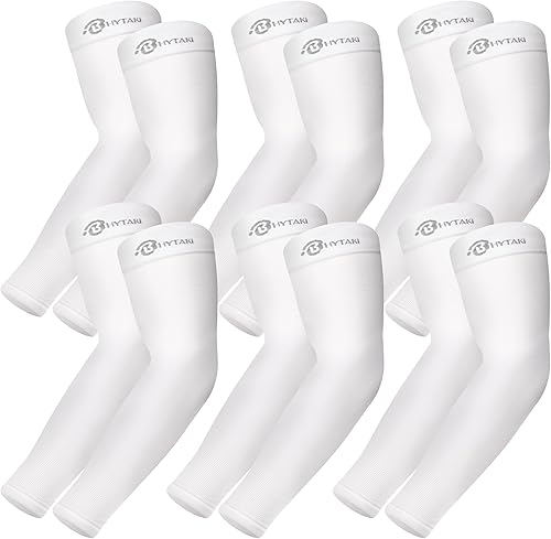 Miniatura 1 de BHYTAKI 6 Pairs Sun Protection Arm Sleeves for Men Women Teenager, UPF 50 Arm Compression UV Sleeves, Cooling Sports Sleeves