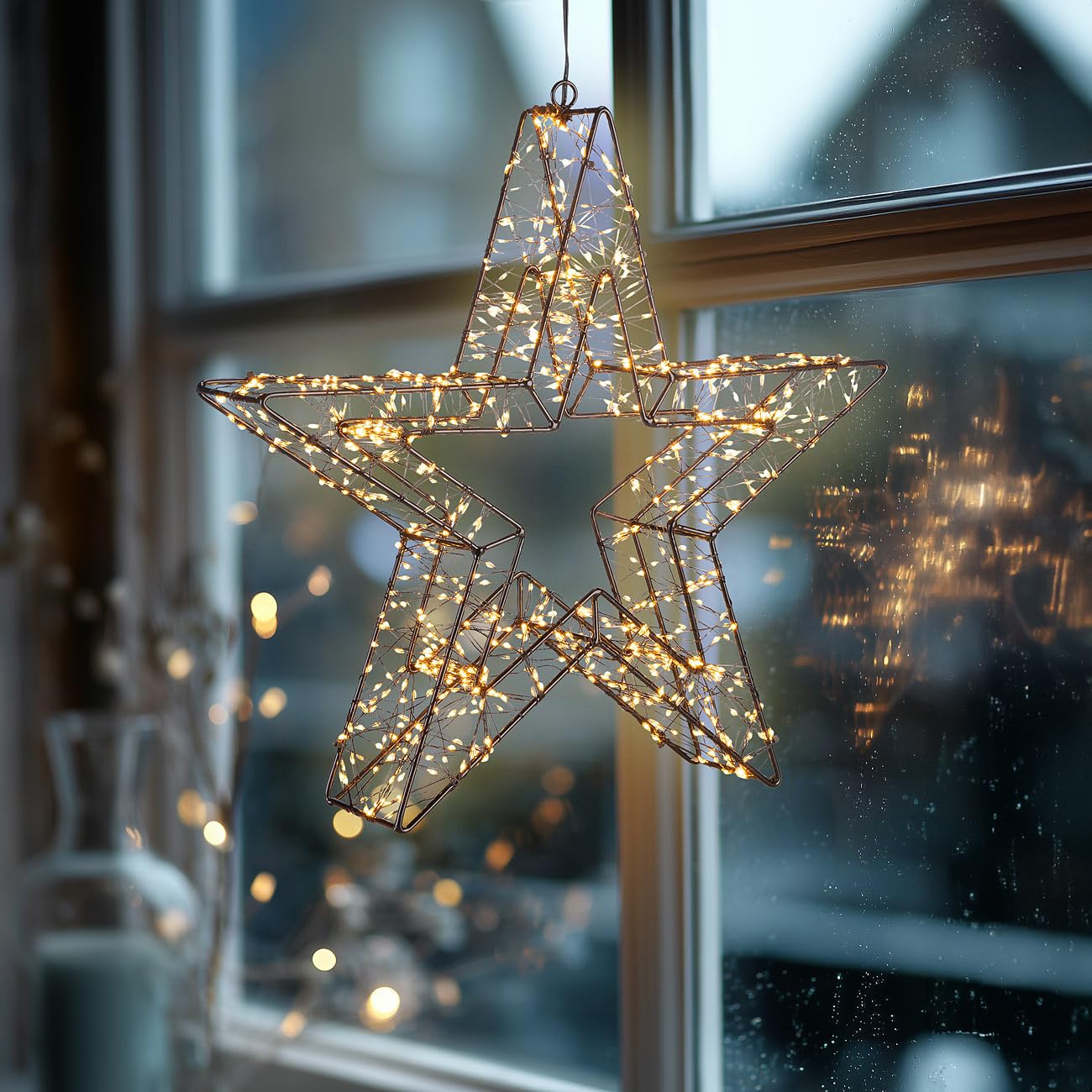 Lunartec Stern: 3D-LED-Lichterstern, Firework-Effekt, 1.440 LEDs, warmweiß, IP44, 50cm (Weihnachtssterne, Weihnachtsbeleuchtung aussen, Winter)