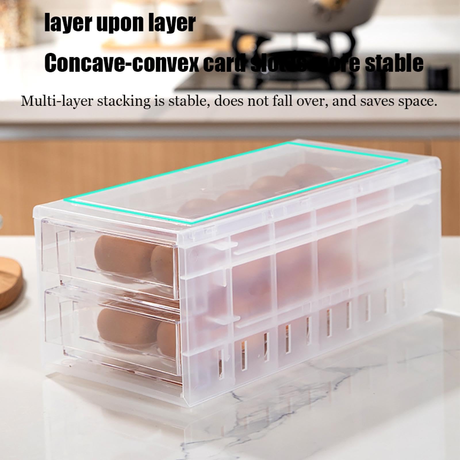 Caja de Almacenamiento de Huevos de Doble Capa,Soporte para Huevos para refrigerador,Almacenamiento de Huevos para encimera,Organizador de Huevos,Dispensador de Huevos para refrigerador