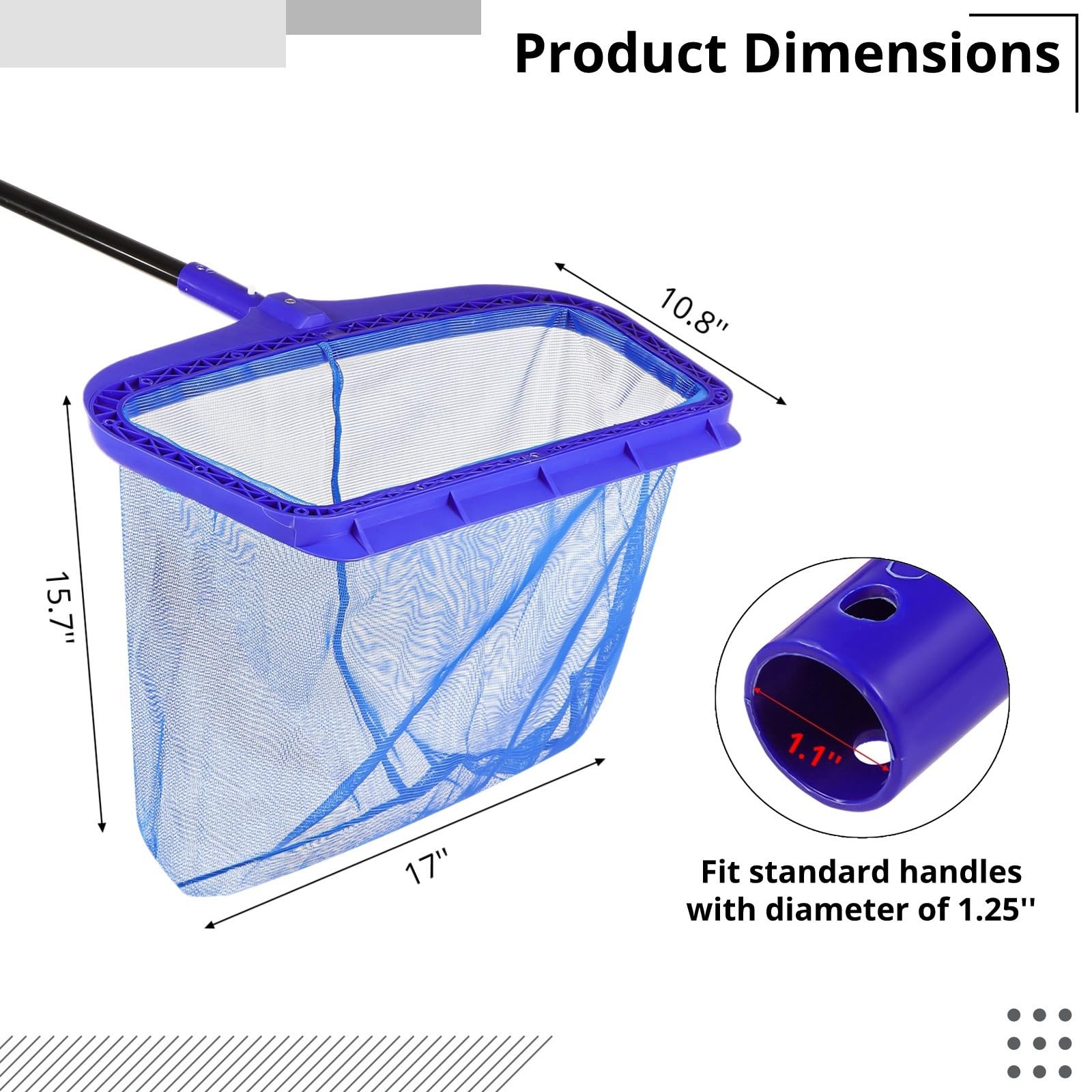 Épuisette en nylon robuste pour piscine, râteau avec sac en maille pour un retrait efficace des ordures