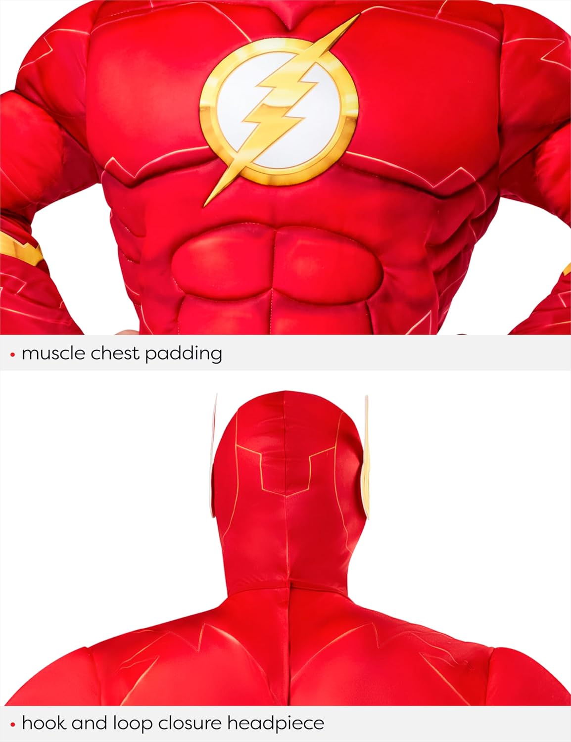 Rubies Men's Deluxe The Flash Costume Padded Jumpsuit and Headpiece - Image 5