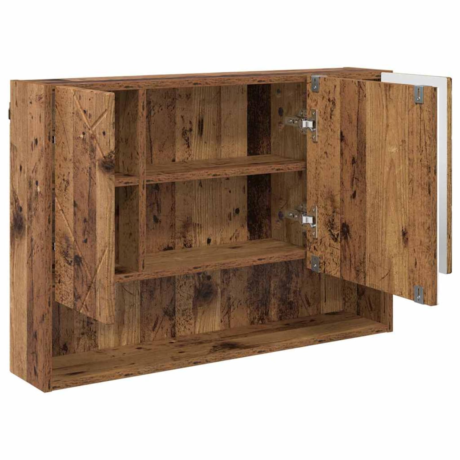 Gecheer Spiegelschrank mit Tür Altholz 80 x 17 x 55 cm Holzwerkstoff, Deko Spiegel Bathroom Mirror für Badezimmer Make-up Rasur Wohnung Hotel883362