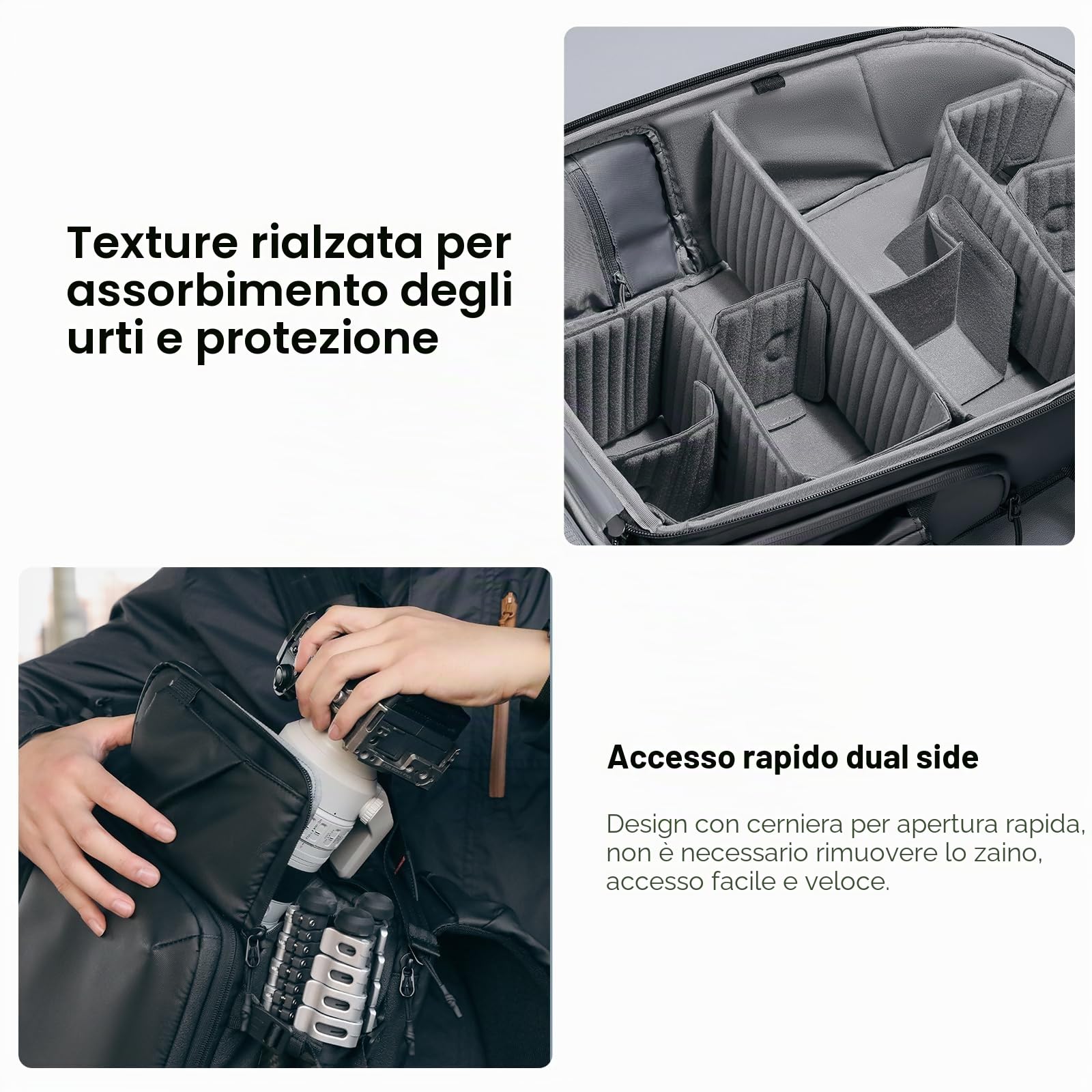 ULANZI BP10 Zaino per Fotocamera a Guscio Rigido, Borsa Professionale Impermeabile per Fotocamera per Drone Unisex Dslr Mirrorless Fotocamera Obiettivo Treppiede 17''-Laptop, Nero 35L