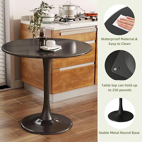 Miniatura 4 de Mesa Tulipán de 24" para 2-3 personas, mesa de comedor redonda moderna, mesa de comedor de mediados del siglo XX, mesa de café pequeña de madera MDF