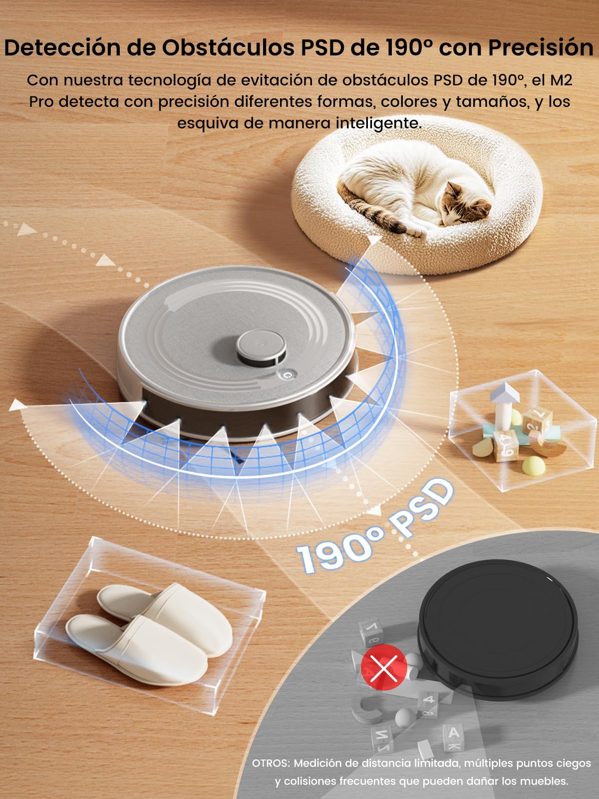 Lefant M2 Pro Robot Aspirador y Fregasuelos con Autovaciado, Autovaciado 90 Días, 6000Pa, 140mins, Mapeo Multinivel, Obstáculos 190° PSD, Navegación dToF, 5G WiFi/App/Alexa/iWatch, Gris