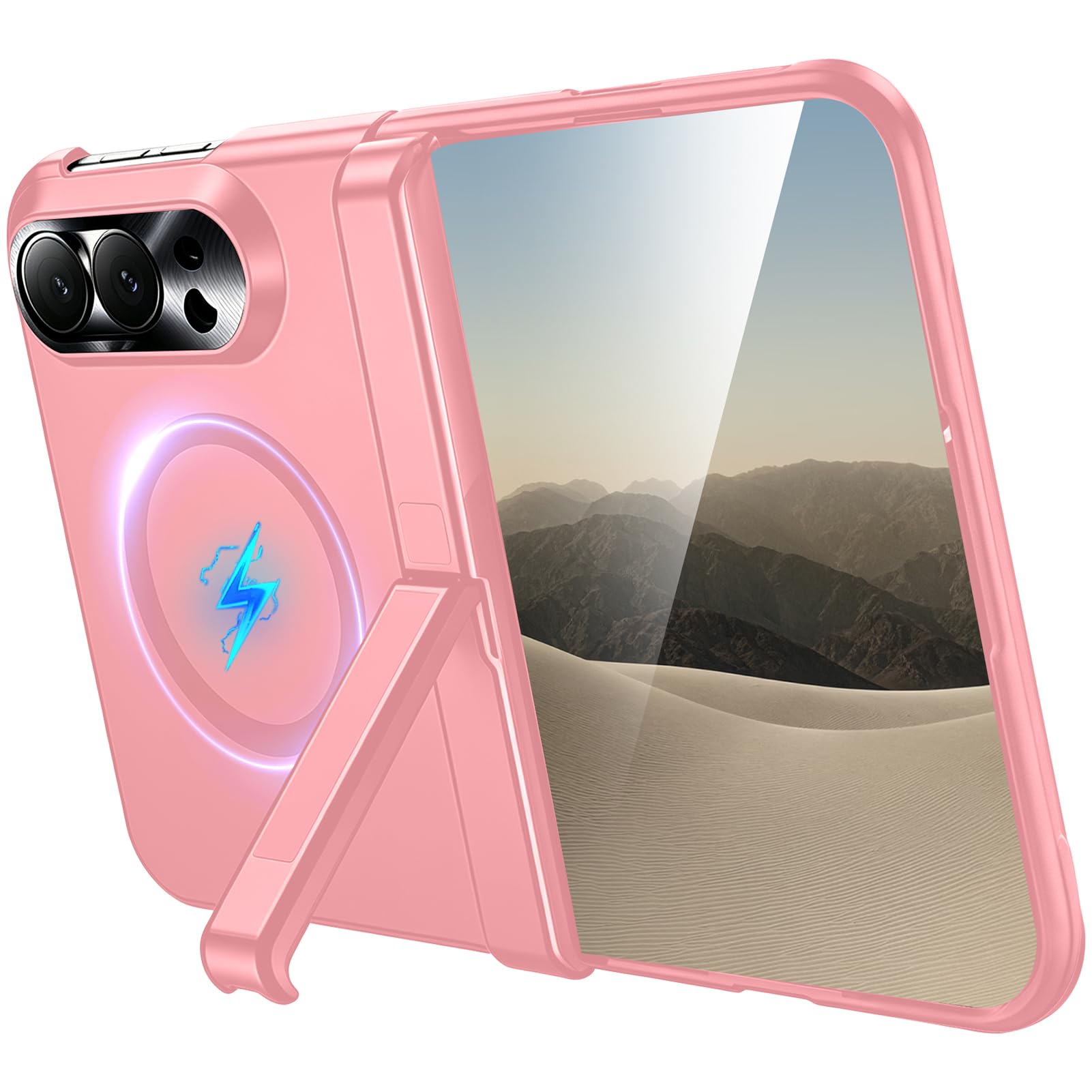 Miimall Etui na iPhone Duo z ochroną zawiasów, różowe