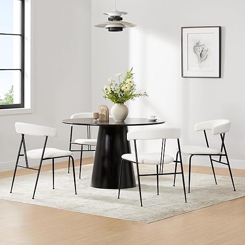 Miniatura 4 de CHITA Juego de 2 sillas de comedor modernas tapizadas, sillas de comedor con certificación FSC con patas de metal, silla de comedor de mediados de