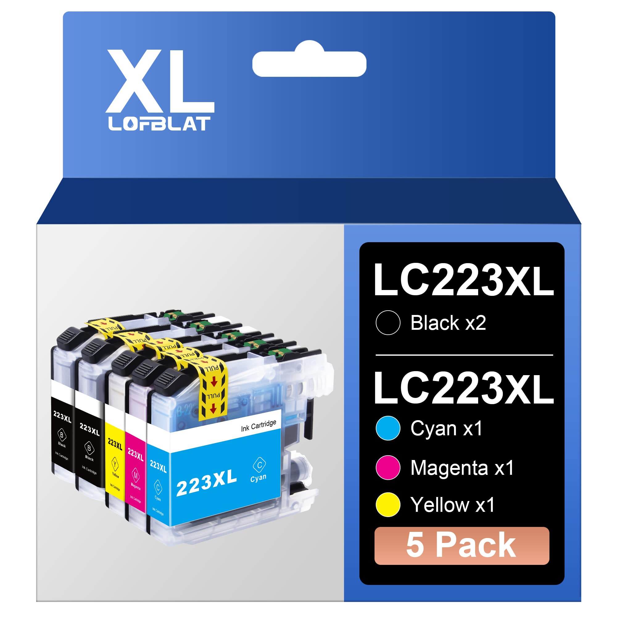 LOFBLAT LC223XL Cartucce Compatibili per Brother LC223 XL per MFC J480DW J5320DW J4420DW J4620DW J4625DW J5620DW J5625DW DCP J4120DW J562DW (Nero,Ciano,Magenta,Giallo,5-Pack)