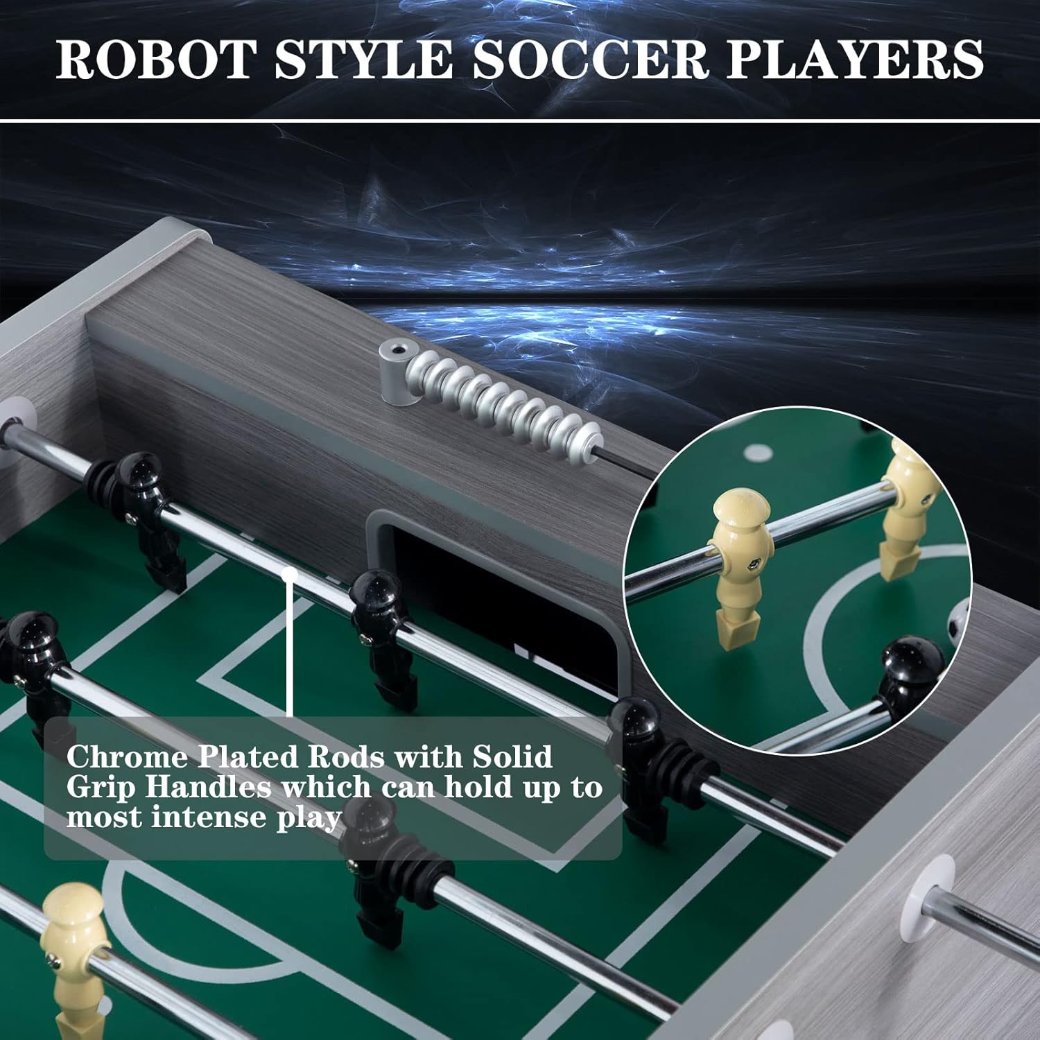 55 Inch Large Size Foosball Table, Competition Full Size Soccer Game Table Football Arcade with Leg Levelers, Heavy-Duty Legs & 2 Balls for Adults Indoor Game Room