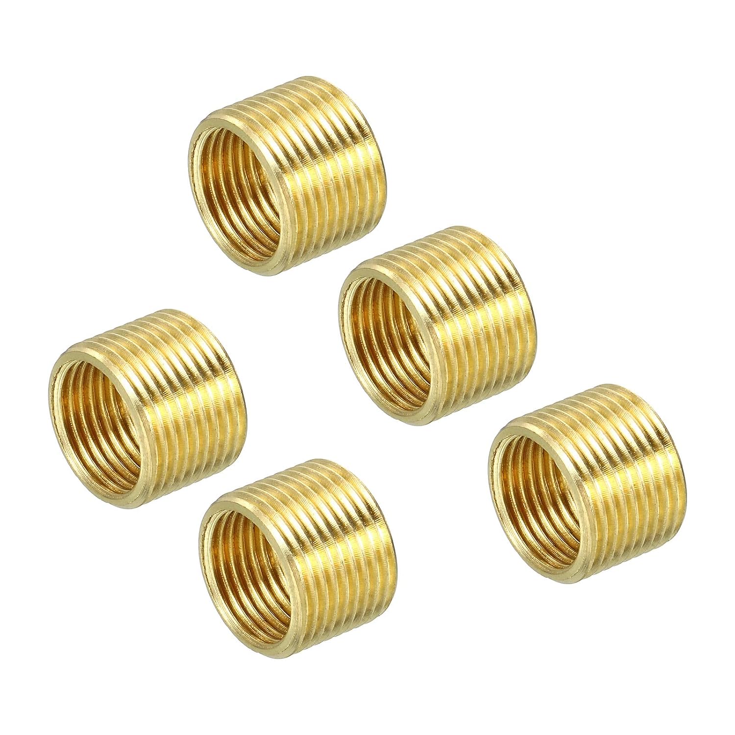 MECCANIXITY Thread Reducing Nuts Insert M10 x 1mm Male to M8 x 1mm Female Brass Adapters 10mm Long Pipe Fitting Conversion Sleeve Reducer, Pack of 5