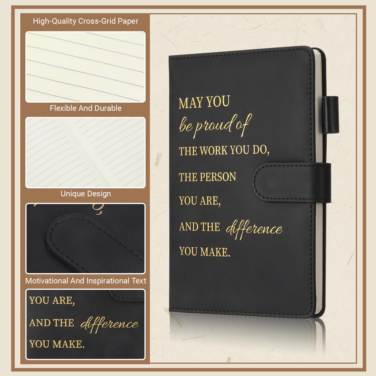 Candcamp Thank You Gifts for Women Inspirational Notebook and Pen Set Leaving Gifts for Colleagues Women New Job Gifts for Women Employee Volunteer Teacher(Black) - Image 4