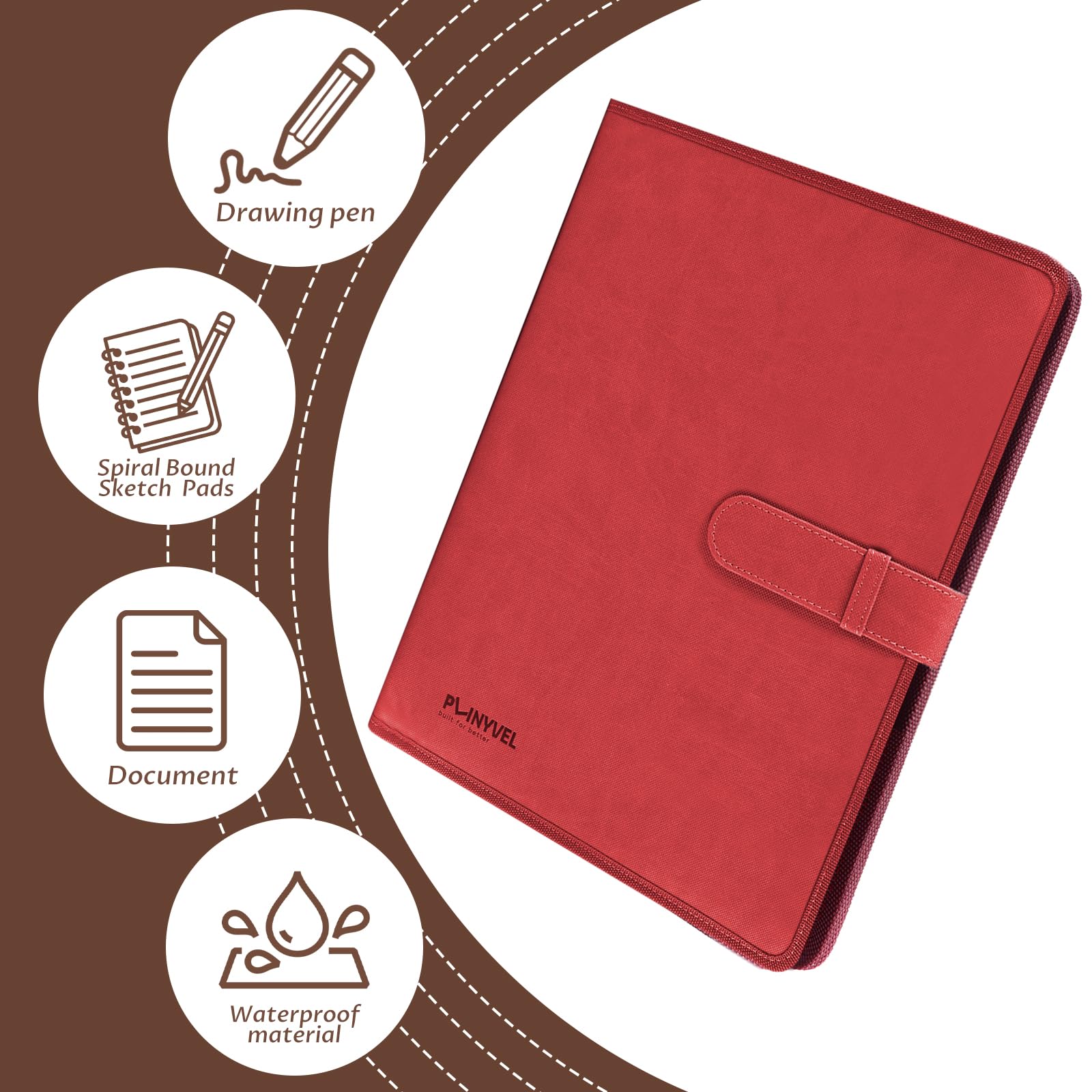 Skizzenbuch-Einband, Leder, 14 x 21 cm, Rot