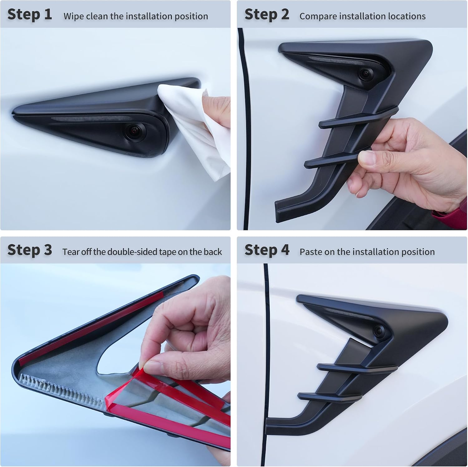 HW4.0 Side Camera Protection Cover for 2016-2022 Model 3/Y and Turn Signal Cover No for 2023~2026Tesla Model Y Accessories(Matte Black)