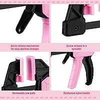 Vista 5 de WORKPRO Abrazaderas de mini barra de 6 pulgadas para carpintería, paquete de 2 abrazaderas/esparcidores con una sola mano, abrazadera F de cambio