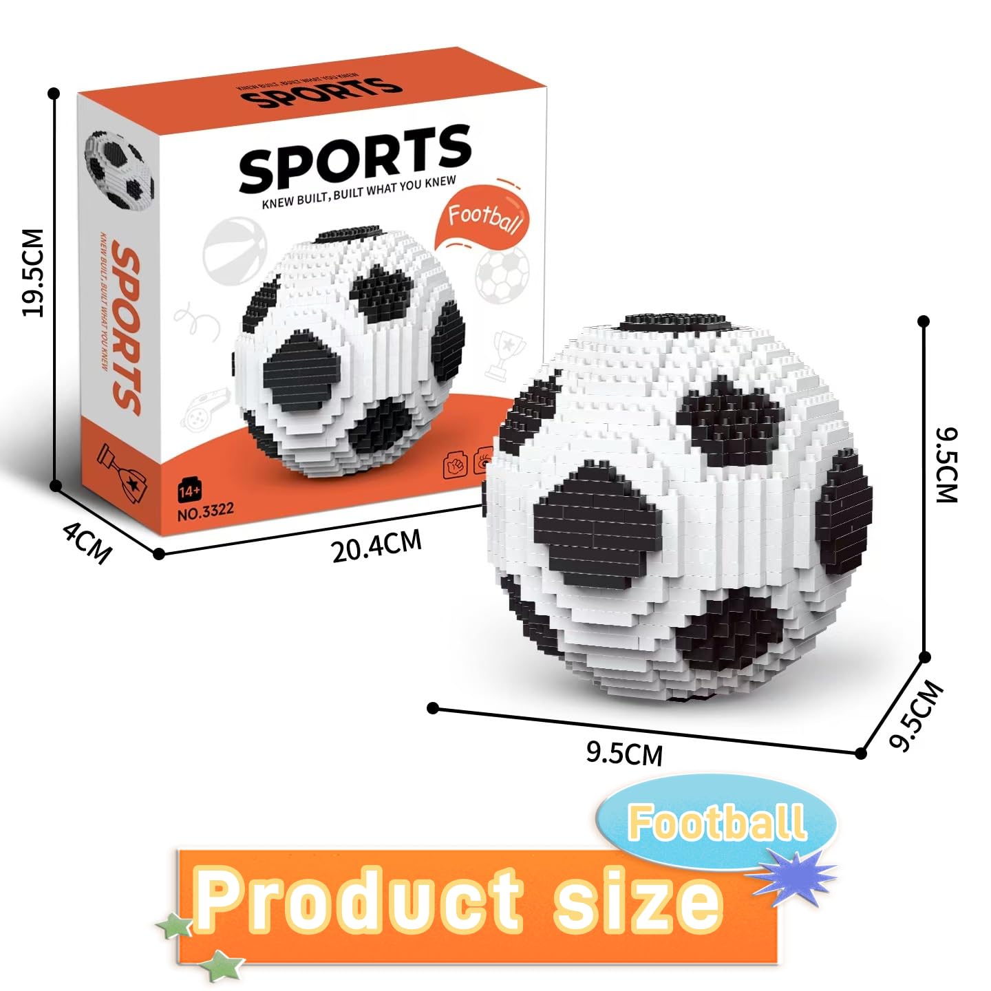 Professional Soccer Building BlocksSet, Classic Black and White Sports Theme Decor - Image 3