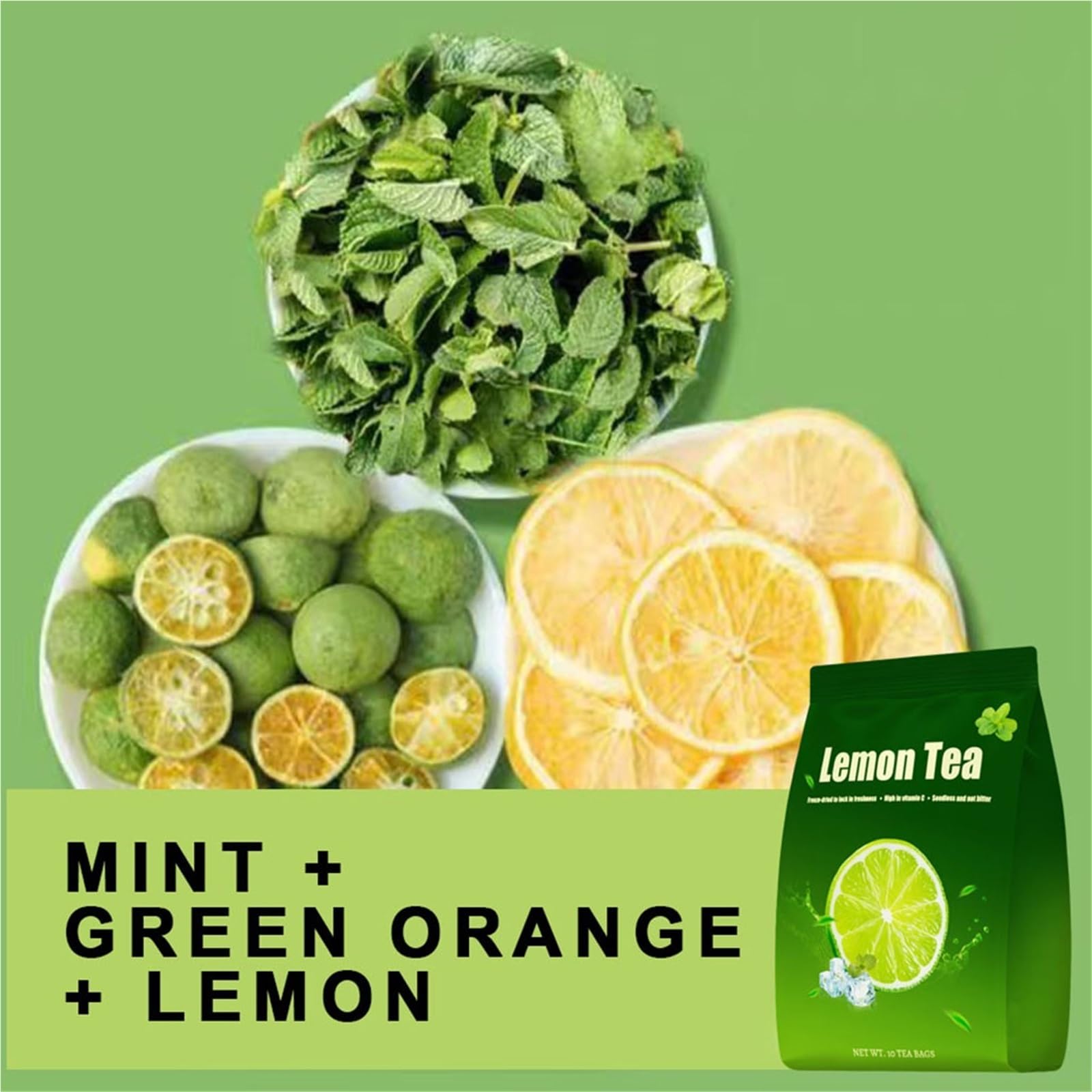 Herbata Detox Lemon Mint – Naturalna Herbata Ziołowa O Lekkim Smaku, Idealna Do Codziennego Orzeźwienia I Oczyszczenia Ciała, Bez Kofeiny(3PCS)