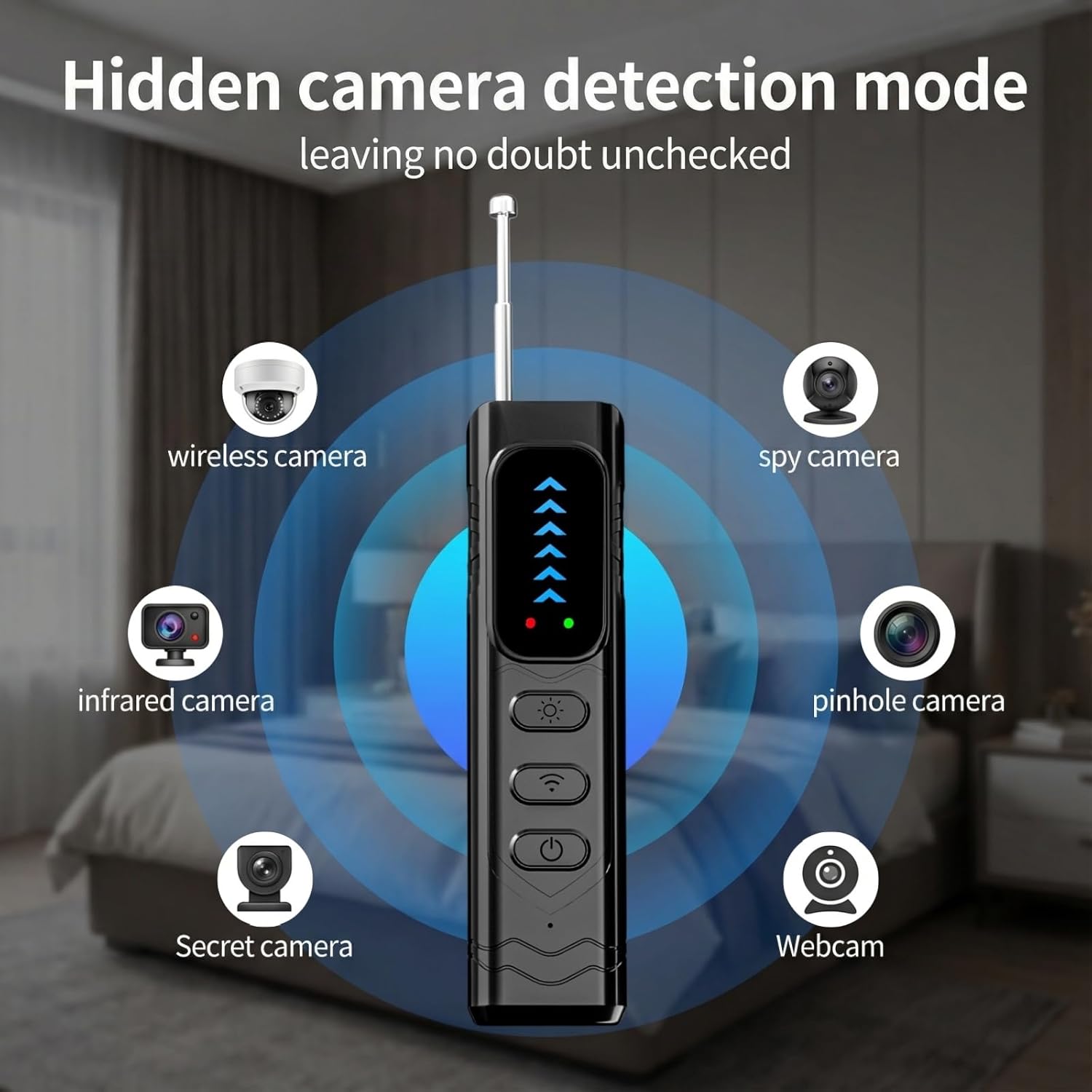 Hidden Camera Detectors,Anti-Spying Device,Portable GPS Tracker Detector and Bug Sweeper Device,Wireless Signal and RF Scanner,Hidden Camera Finder for Travel,Hotels,Home,Office,Car - Image 4