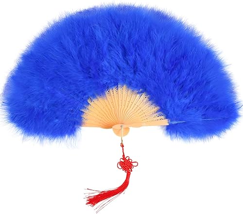 Miniatura 30 de Abanico de mano de plumas, abanico de plumas de marabú de estilo vintage de los años 20, ventilador de plumas de mano plegable para espectáculos