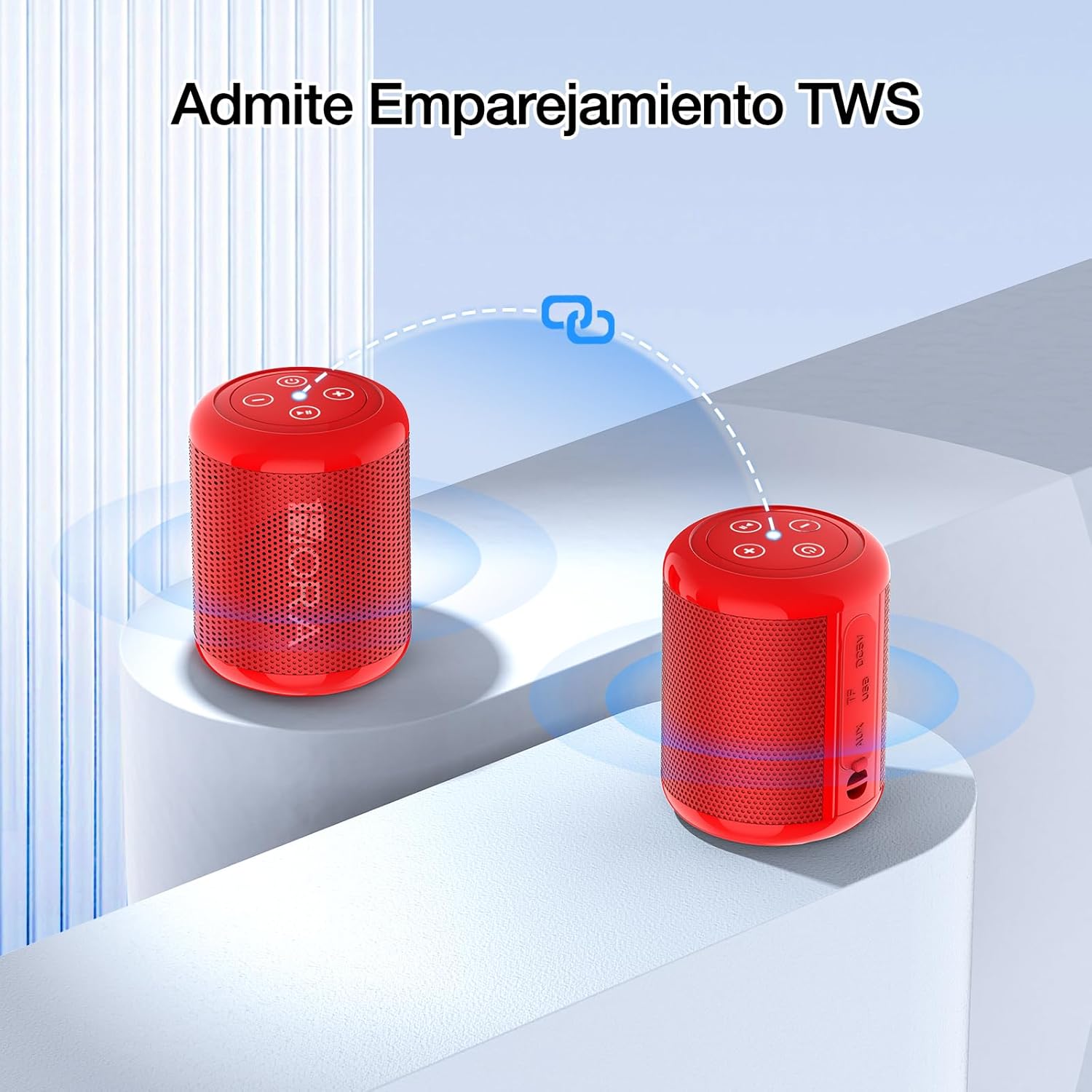Two 1 Hora Portable Bluetooth Speakers connecting via TWS