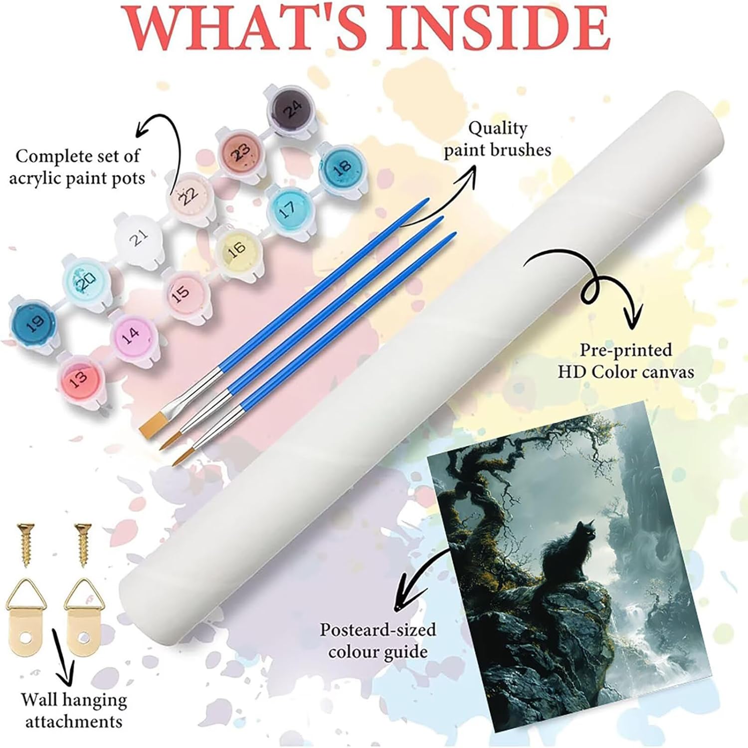 Paint by Numbers 大人用 猫, DIY 数字油絵 ハンドメイドクラフトアート 絵画, 簡単 塗り絵 数字 木, ペイ