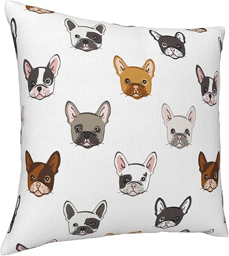 Miniatura 2 de VARUN Fundas de almohada cuadradas de bulldog francés para decoración del hogar, sofá, automóvil, dormitorio, cabezas de animales de dibujos
