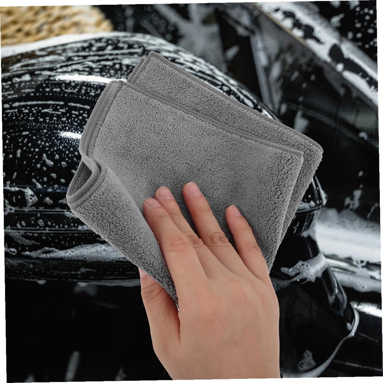 BESTOYARD 2pcs Microfiber Car Towels 30x30cm Thick Dual-Sided Absorbent Drying Towels for Interior and Exterior Car Wash Detailing Cloths