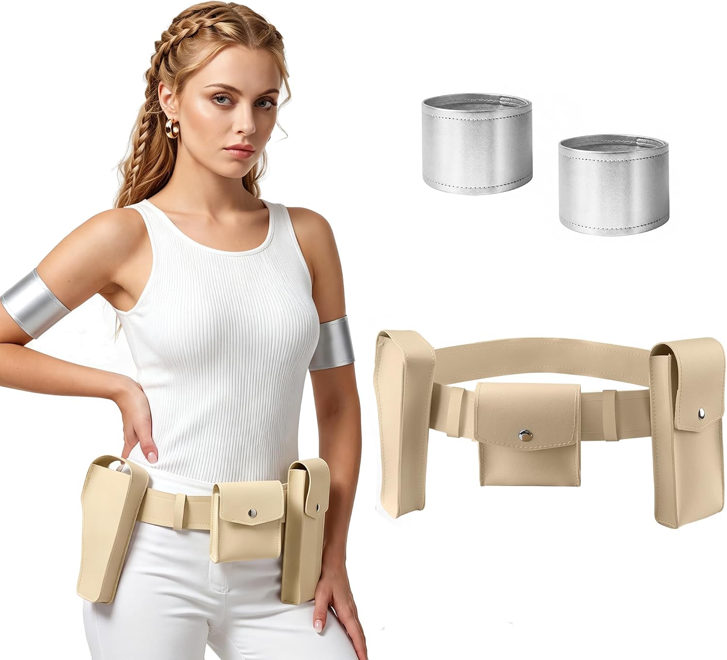 6Pcs Halloween Costume Accessories Belt Holster Queen Belt, Cuff Armbands