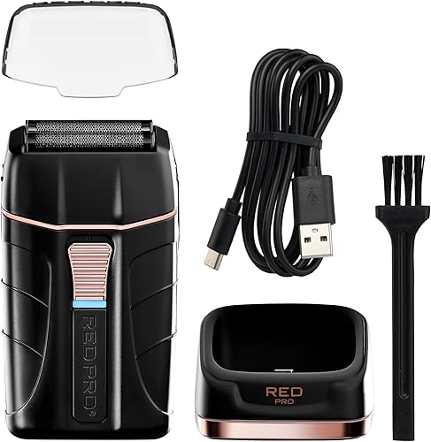 RED Pro Cable de afeitadora de papel de titanio, afeitadora inalámbrica para hombres, potente rasuradora eléctrica USB-C recargable, hasta 170