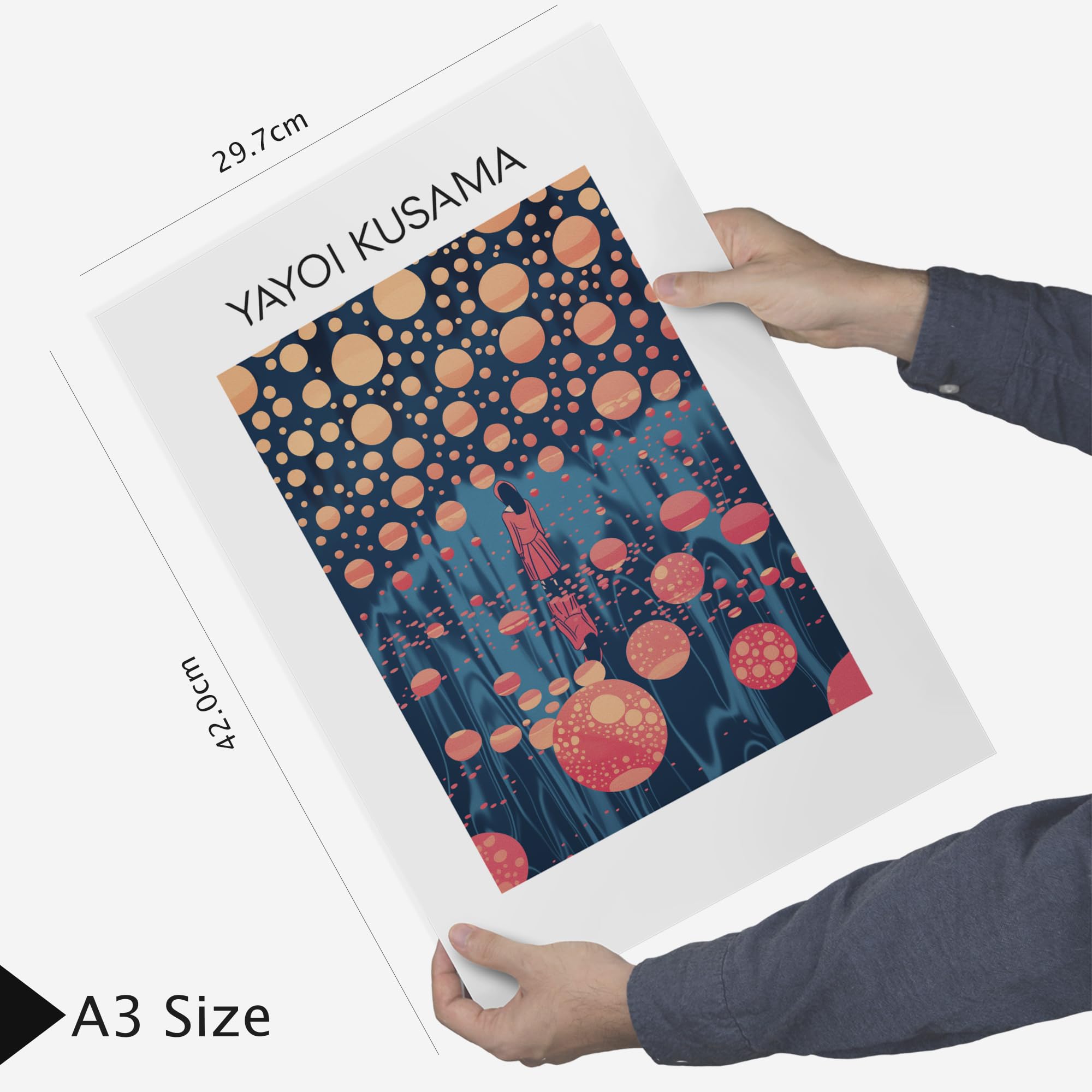 Set De 6 Yayoi Kusama Mushroom Water Flower Japanise Cuadros Con Ilustracion De Diseno Para Decorar Habitacion A3 Y A4 Marco Negro 92423706