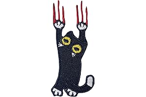 Black Cat Scratch Embroidery Patch Iron/Sew Patches