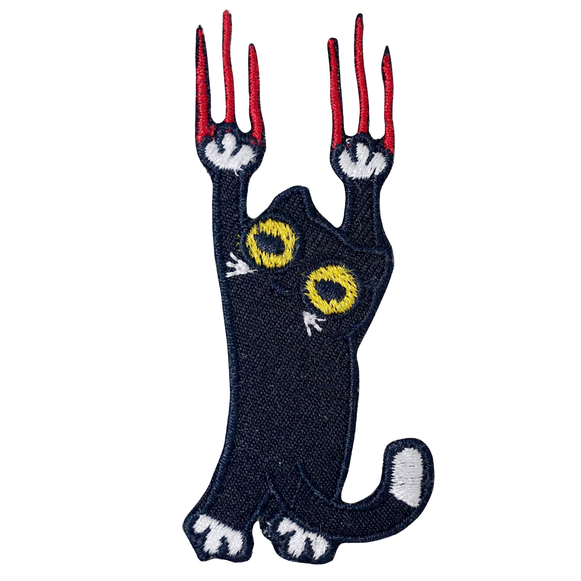 Octory Black Cat Scratching Iron On Patch Embroidered Patch Saw On/Iron On Applique for Jeans, Hats, Bags