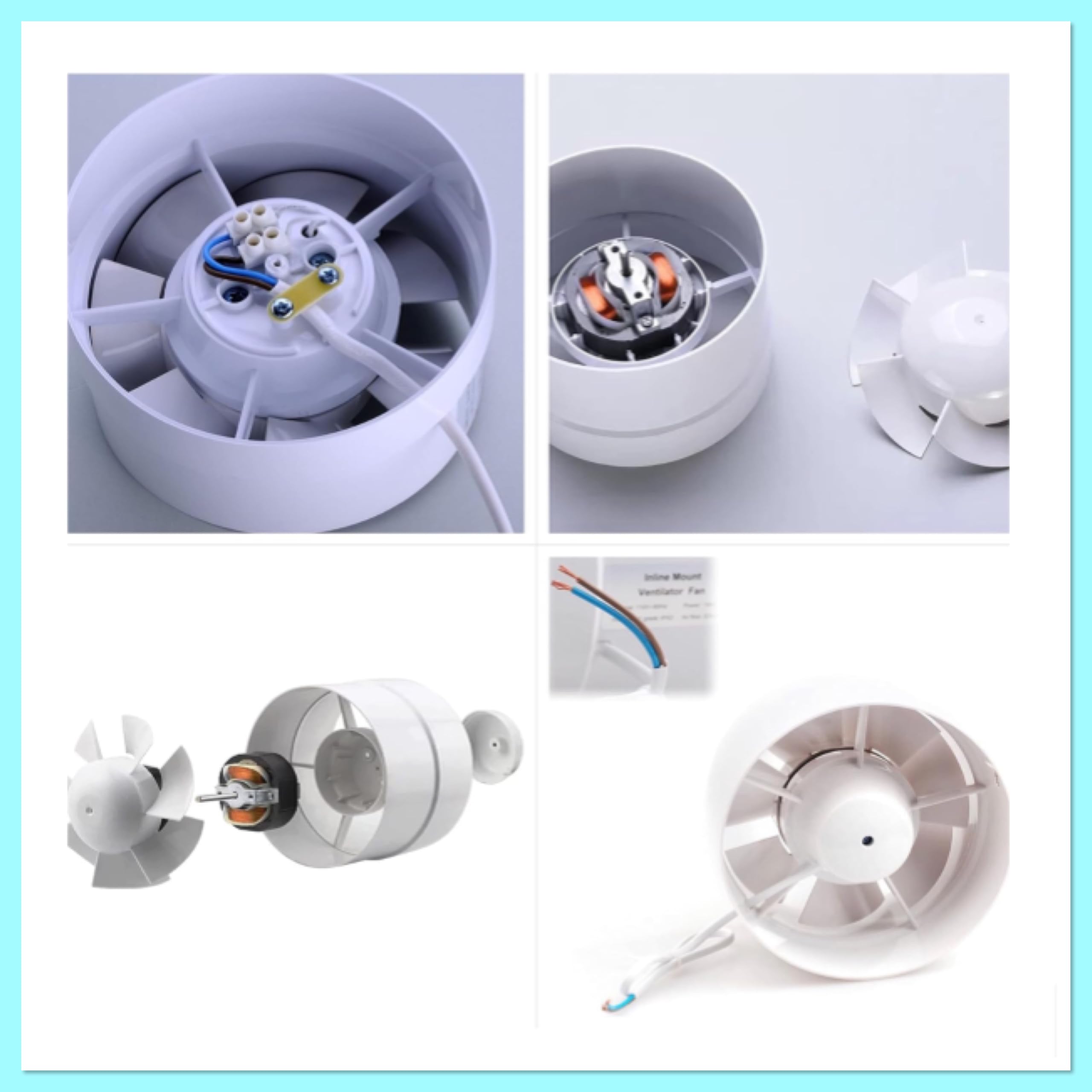 IN-OV - Ventilateur Extracteur d'air, économique 100mm, 12W/130m³, extracteur axial conduit en ligne : salle de bain, cuisine, cave.. Garantie 2ans.