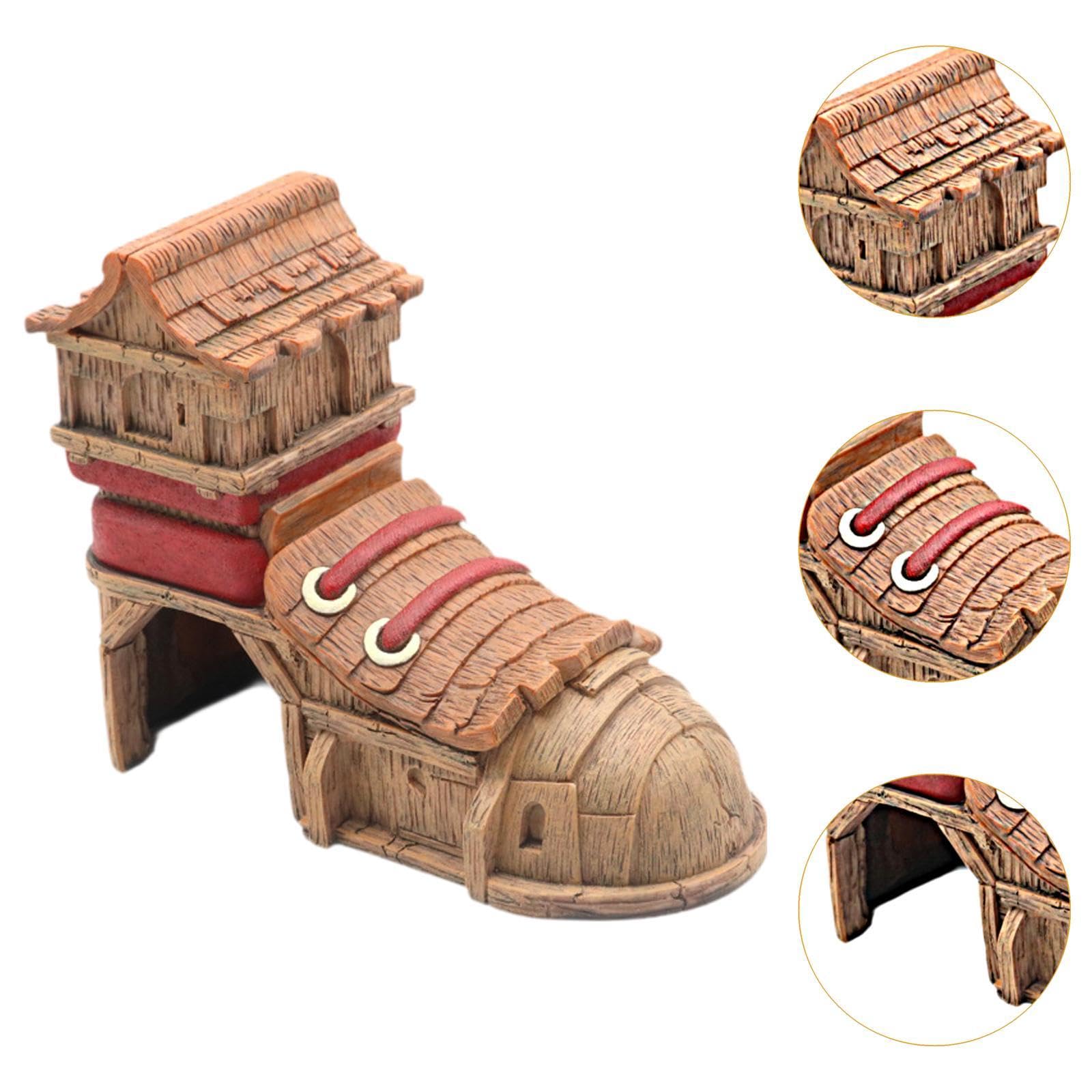 Decorazione per Acquario, Scultura in Grotta per Betta, Accessori subacquei, Moderna e realistica, Decorazione per Acquario in Resina con Scarpe.