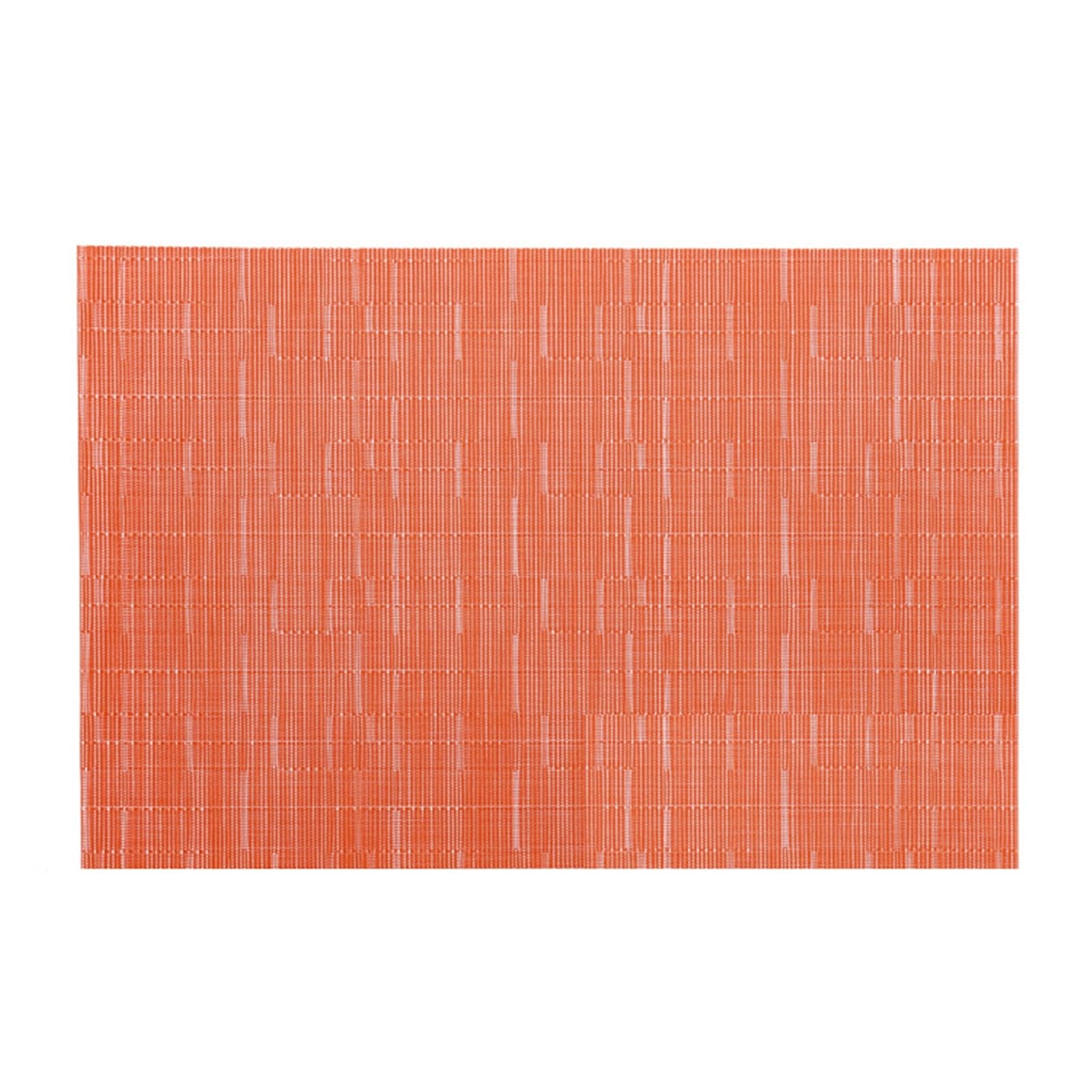KnSam 6Pcs Set Tischset Abwaschbar Modern Quadratisch 30x45CM, 70% Vinyl 30% Polyester Platzset Boho Abwaschbar Europäischer Stil Gewebt Streifen, Tischuntersetzer Abwaschbar Rund Orange