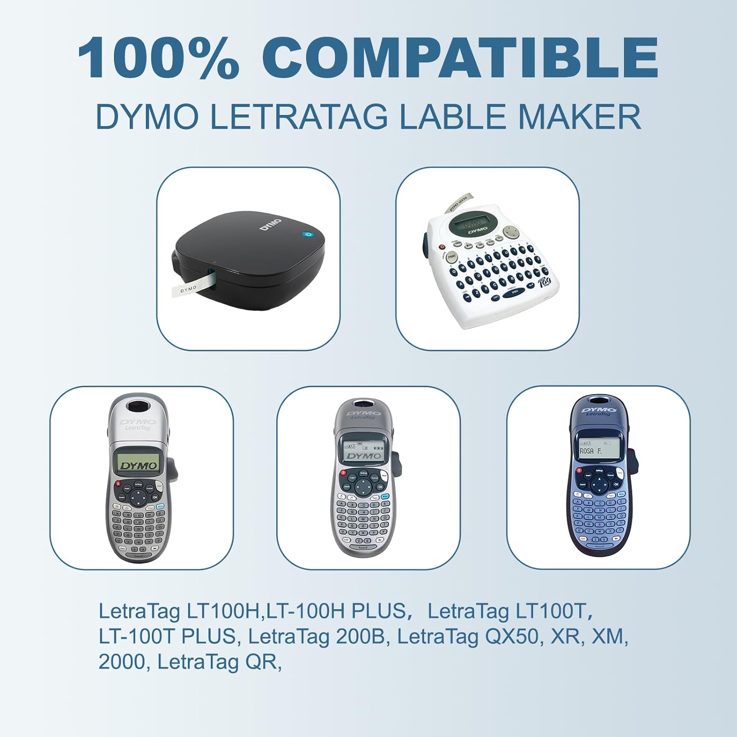 Clear Label Maker Tape Compatible for Dymo Label Maker Refills Clear Transparent 16952 S0721530 Letra Tag Refills 12mm x 4m for Letra Tag LT-100H LT-100T Plus LT-110T QX50 2000 XR, 9 Pack - Image 2