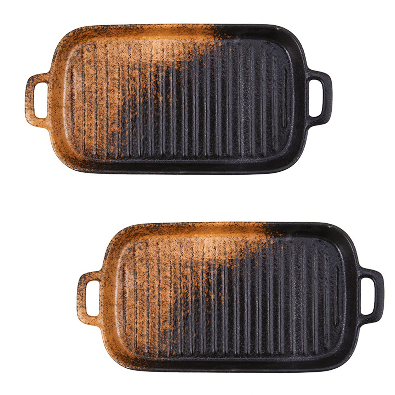 Porcelain Deep Dish Pie Pan Rectangular Set of 2, Cute Cake Dinner Porcelain Pie Plate for Baking, Porcelain Pie Baking Dish for Thanksgiving And Christmas Dinner,Black