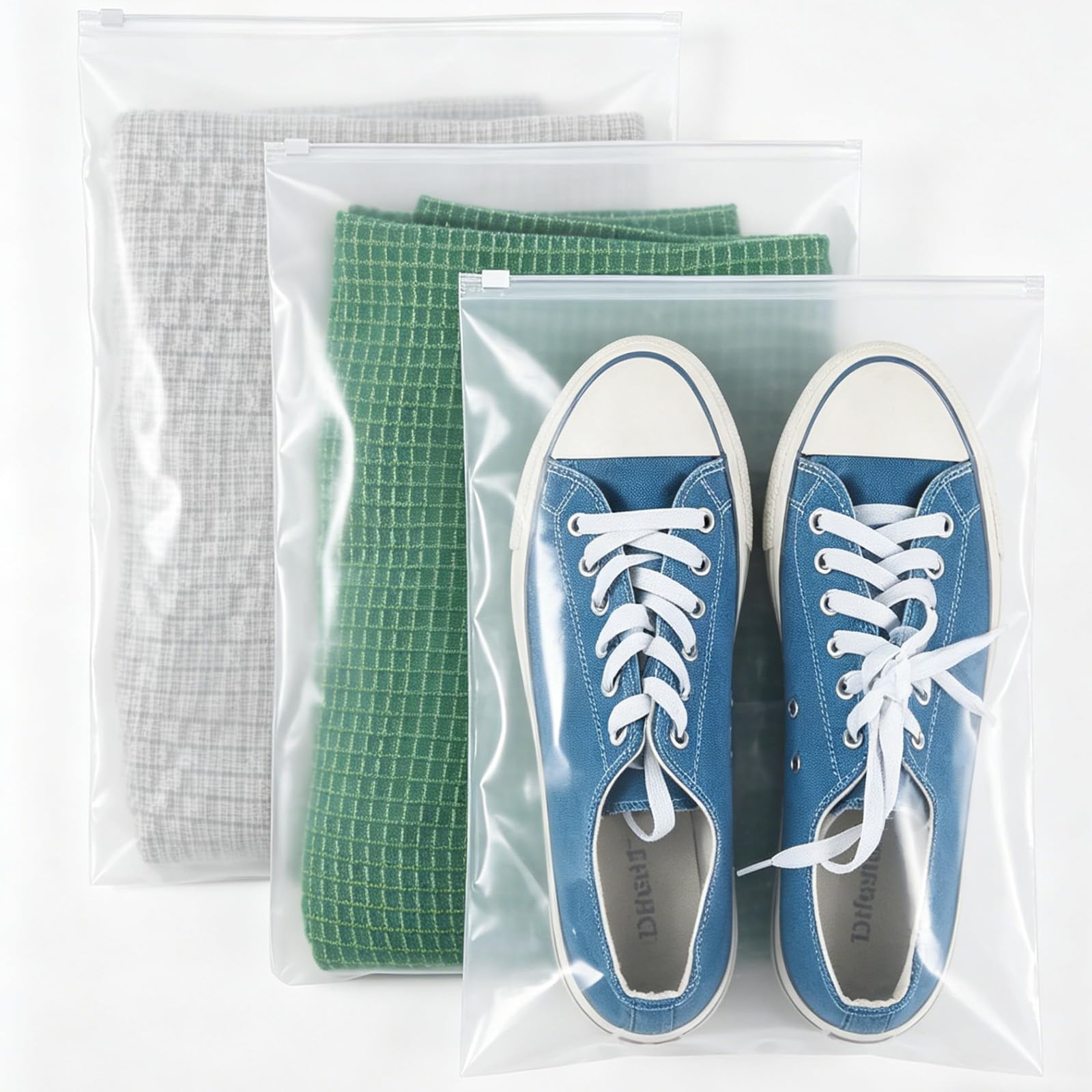 HIGA-JKL 40 Pack Reusable Ziplock Bags for Clothes 30x40cm+40x50cm Travel Clothes Storage Bags Hospital Bag Essentials Organiser Pouches Ziplock Bags for Shoes,Cosmetics（without Hole）