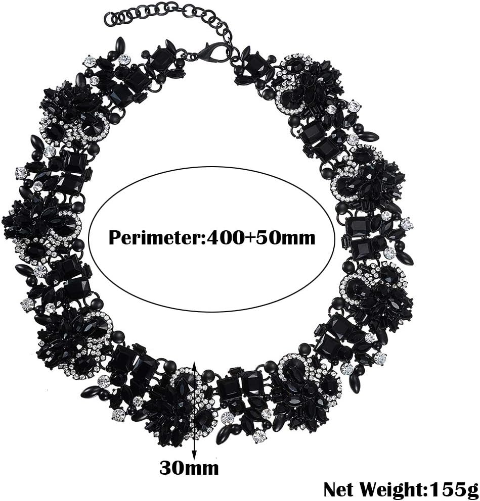 Jerollin Crystal Rhinestone/Pearl Statement Chain Necklace, Vintage Choker Bib Pendant Necklace Bohemian Bling Tassel Collar Statement Necklace for Evening Party - Image 4