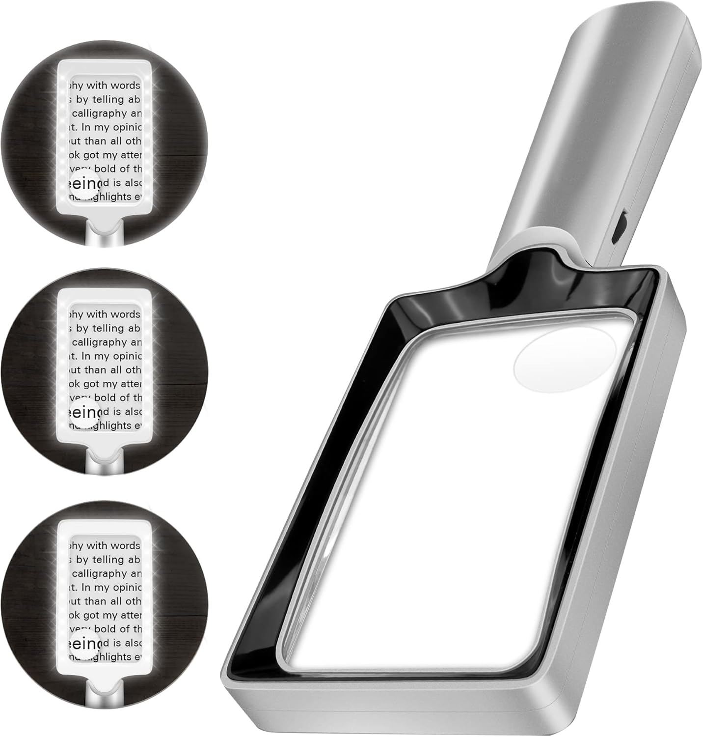 Magnifying Glass with Light, 4X 10X Silver Magnifier with