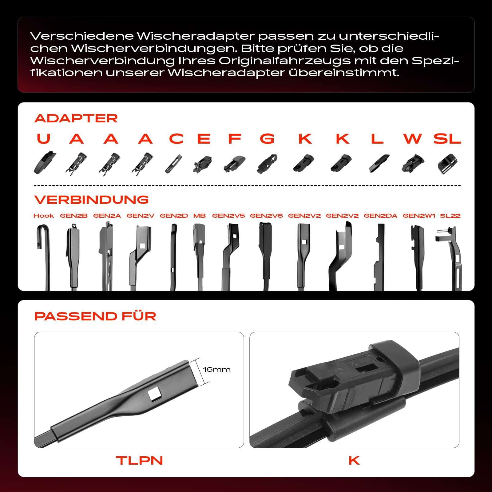Frankberg 2 escobillas limpiaparabrisas delanteras de 630 mm/500 mm | Incluye indicador de desgaste und Paño de limpieza, 630 mm/500 mm, Al frente; Compatible con: Q5 Sportback FYT