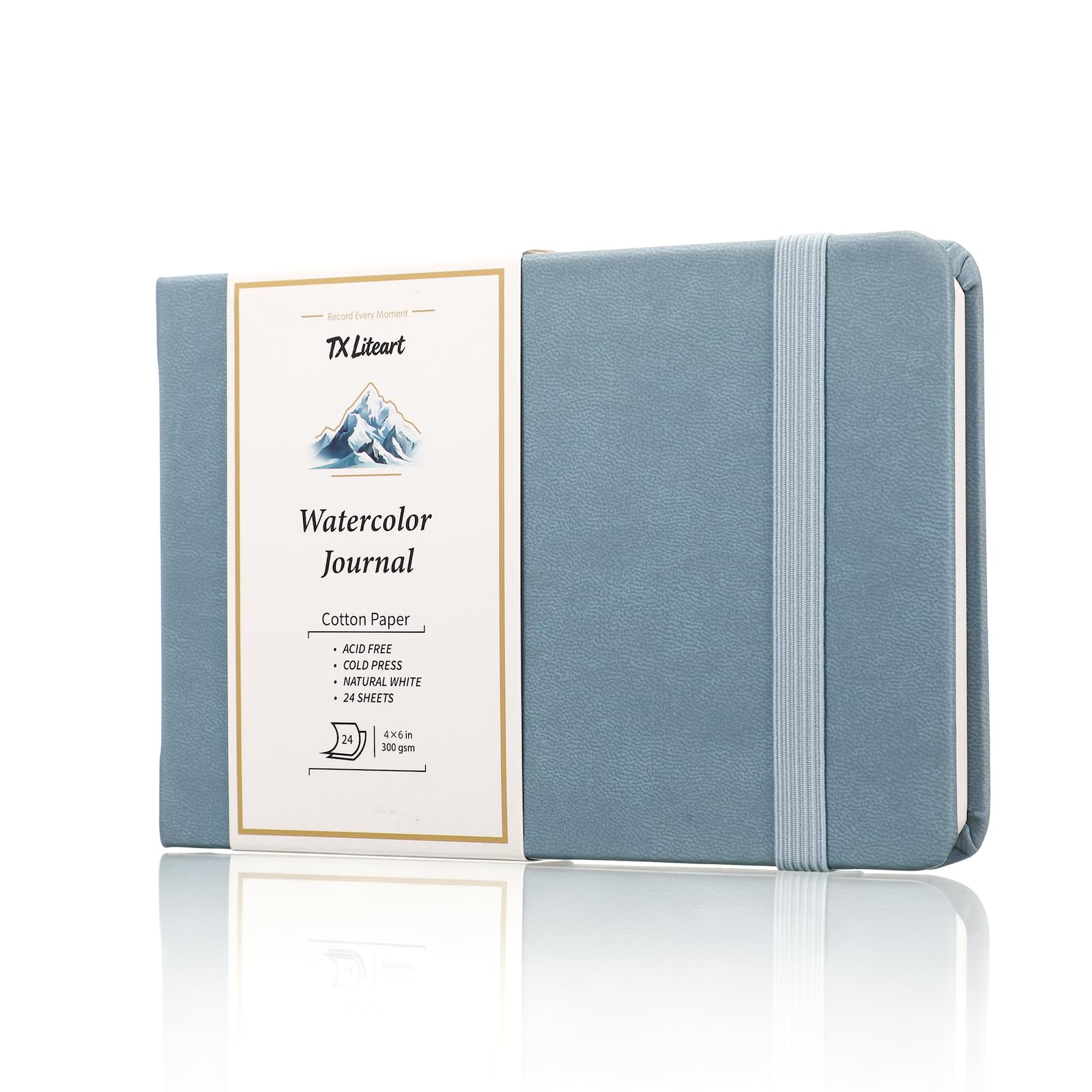 Watercolor Sketchbook Journal, Cotton Paper, 4" x 6", Denim, by TX Liteart | 300 GSM Cold…